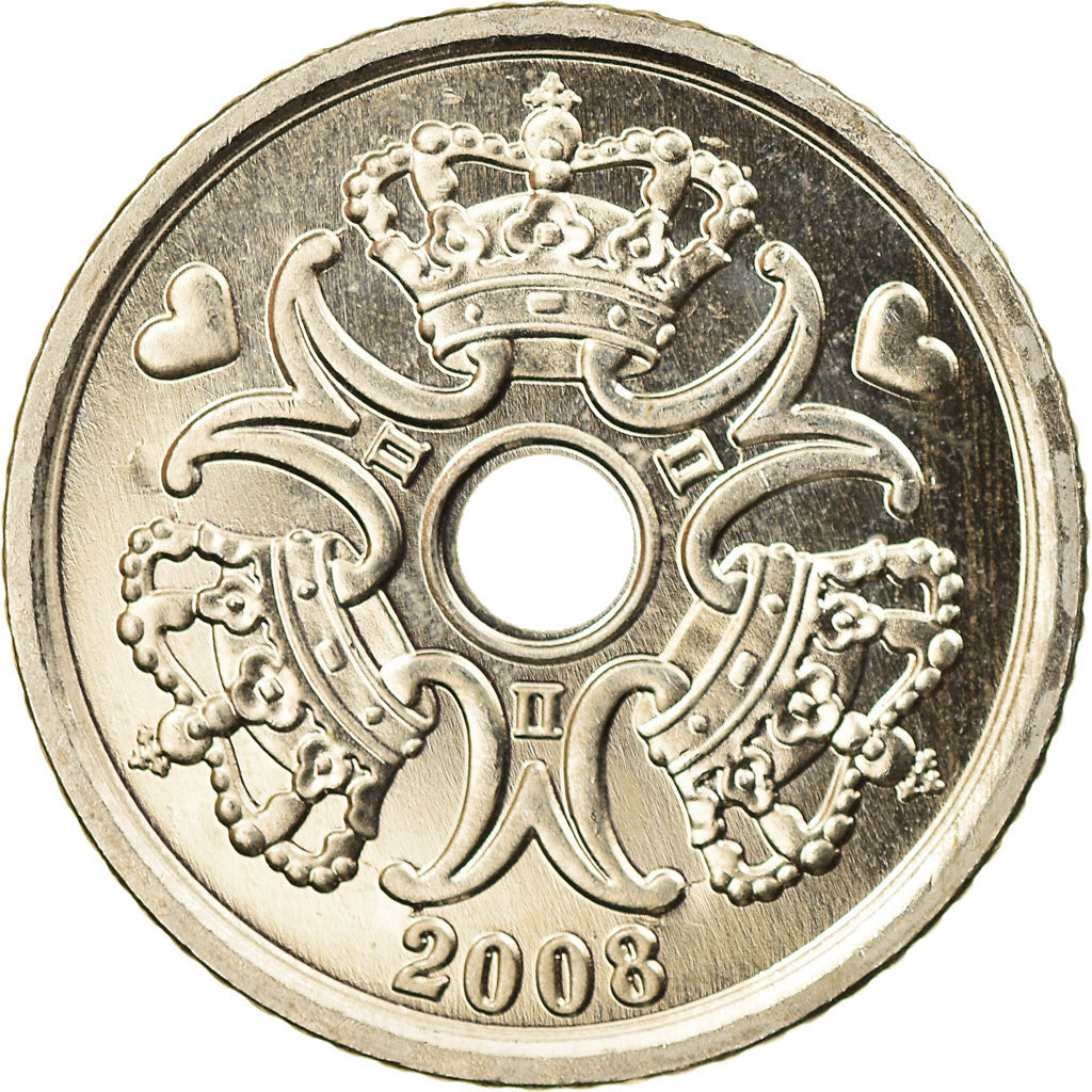Coin, Denmark, Margrethe II, Krone, 2008, Brondby, MS(63), Copper-nickel