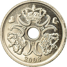 Coin, Denmark, Margrethe II, Krone, 2008, Brondby, MS(63), Copper-nickel