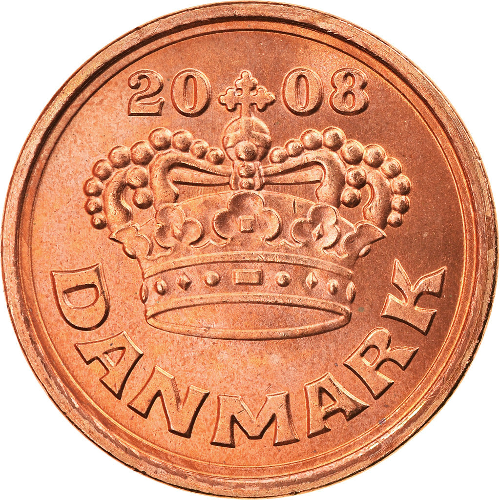 Coin, Denmark, Margrethe II, 50 Öre, 2008, Brondby, MS(63), Bronze, KM:866.3