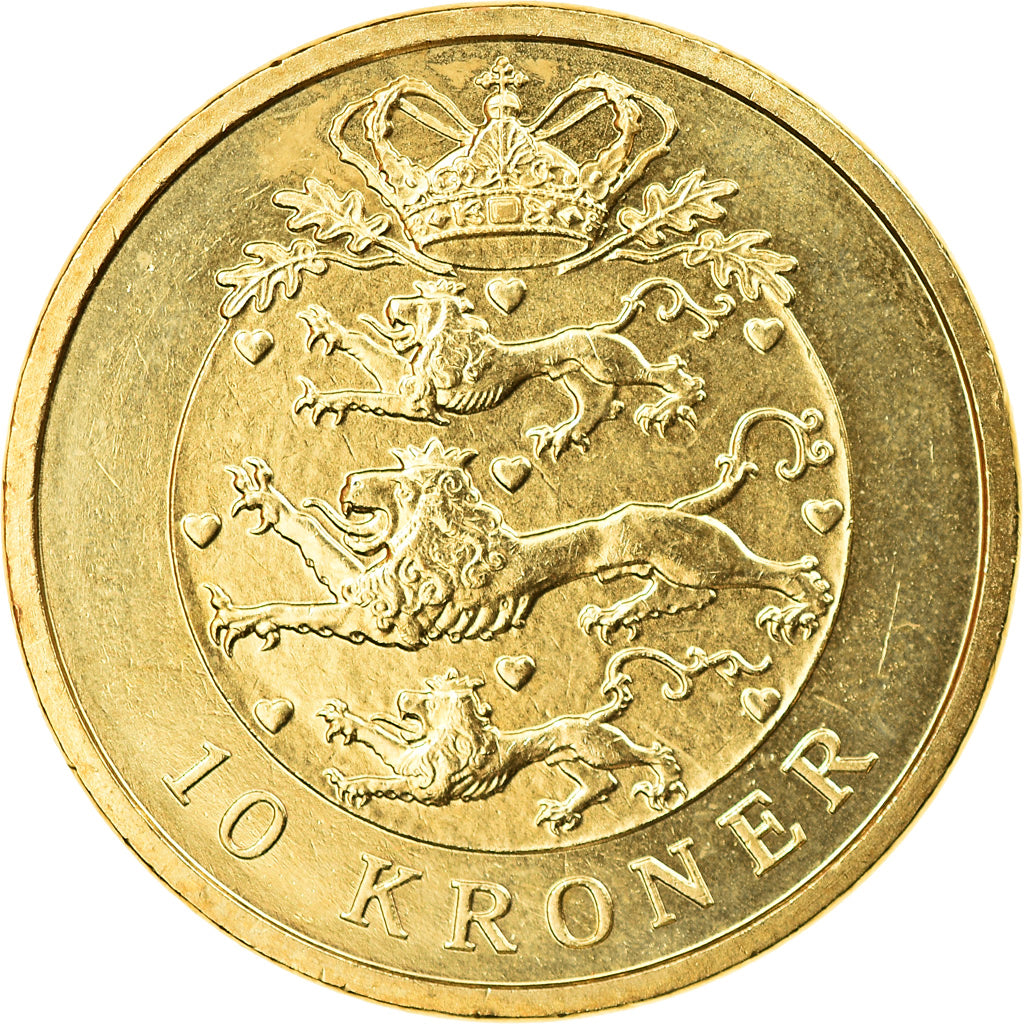 Coin, Denmark, Margrethe II, 10 Kroner, 2007, Copenhagen, AU(55-58)