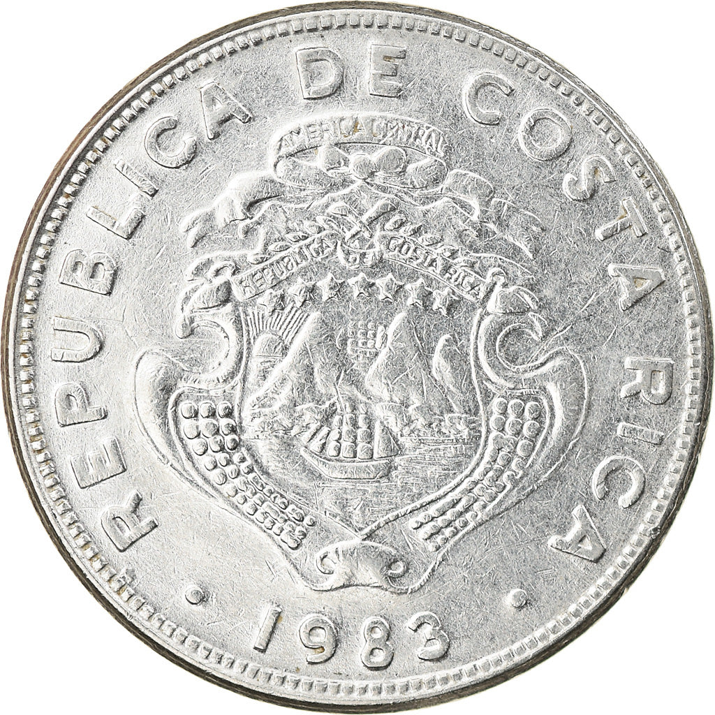 Moneta, Costa Rica, 2 Colones, 1983, BB+, Acciaio inossidabile, KM:211.1