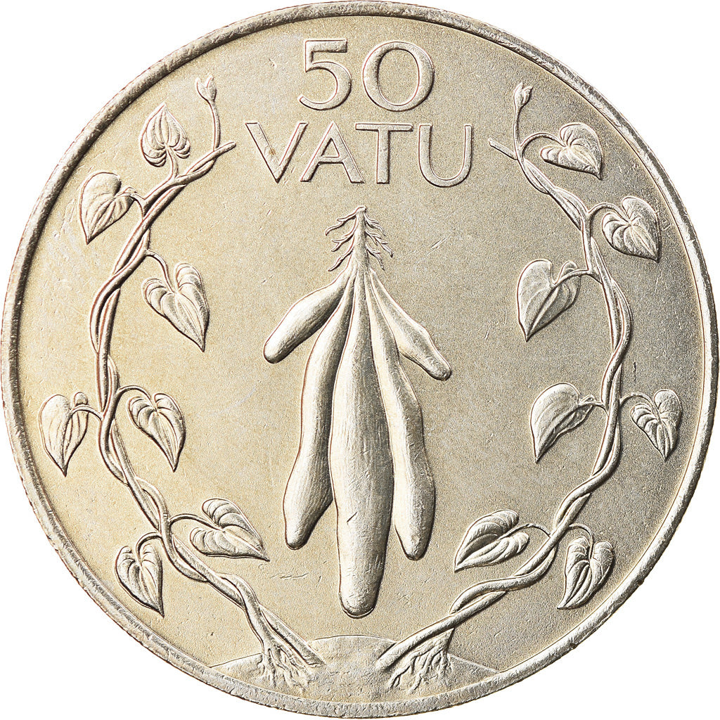 Coin, Vanuatu, 50 Vatu, 1990, British Royal Mint, MS(63), Copper-nickel, KM:8