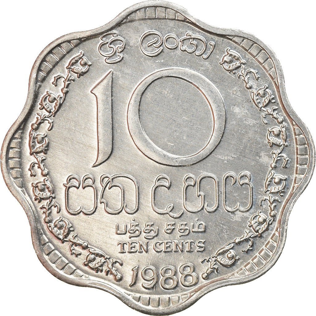 Coin, Sri Lanka, 10 Cents, 1988, MS(63), Aluminum, KM:140a