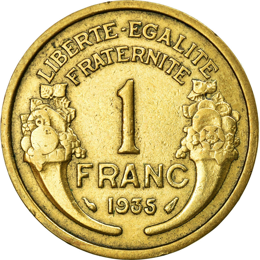 Coin, France, Morlon, Franc, 1935, AU(50-53), Aluminum, KM:885a.1, Gadoury:470