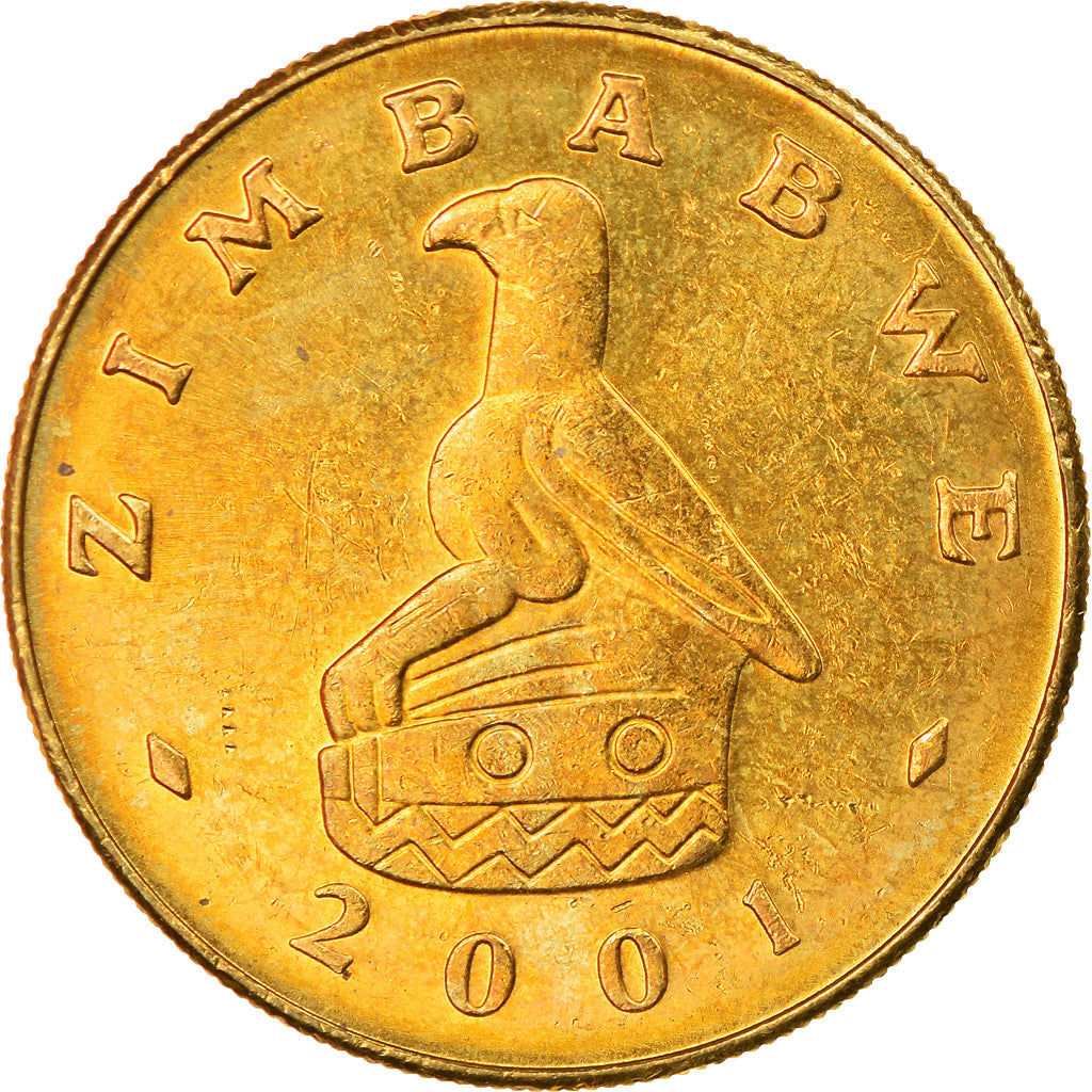 Coin, Zimbabwe, 2 Dollars, 2001, Harare, AU(50-53), Brass plated steel, KM:12a