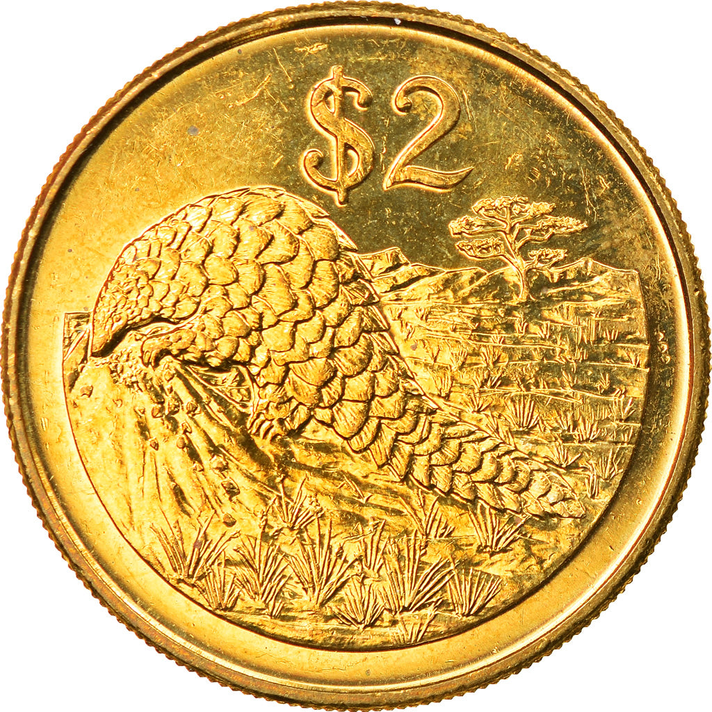Coin, Zimbabwe, 2 Dollars, 2001, Harare, AU(50-53), Brass plated steel, KM:12a