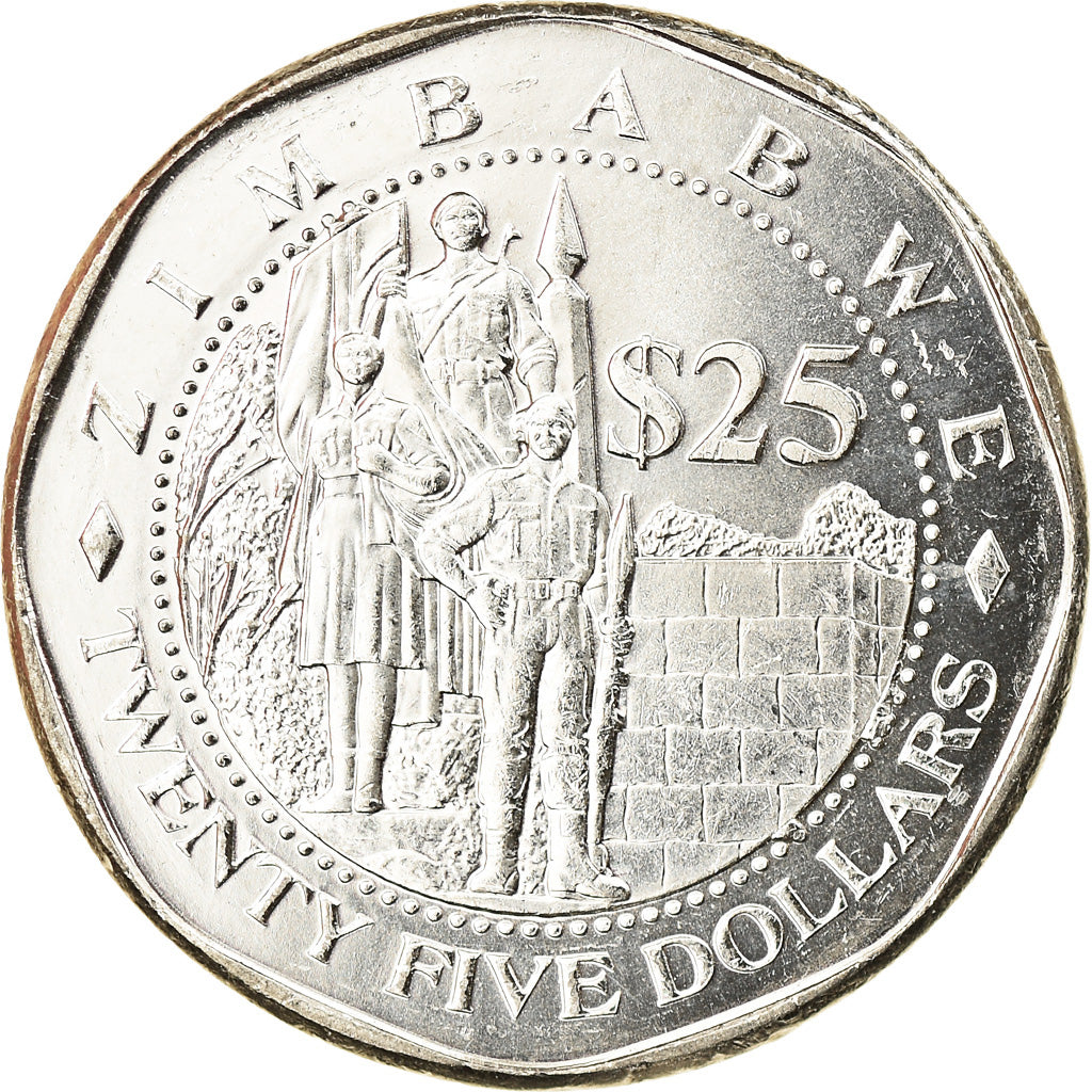 Munten, Zimbabwe, 25 Dollars, 2003, Harare, ZF+, Nickel plated steel, KM:15