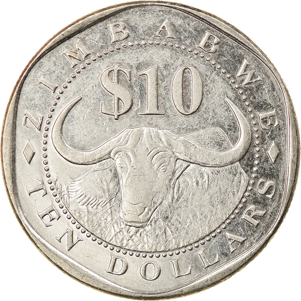 Coin, Zimbabwe, 10 Dollars, 2003, Harare, EF(40-45), Nickel plated steel, KM:14