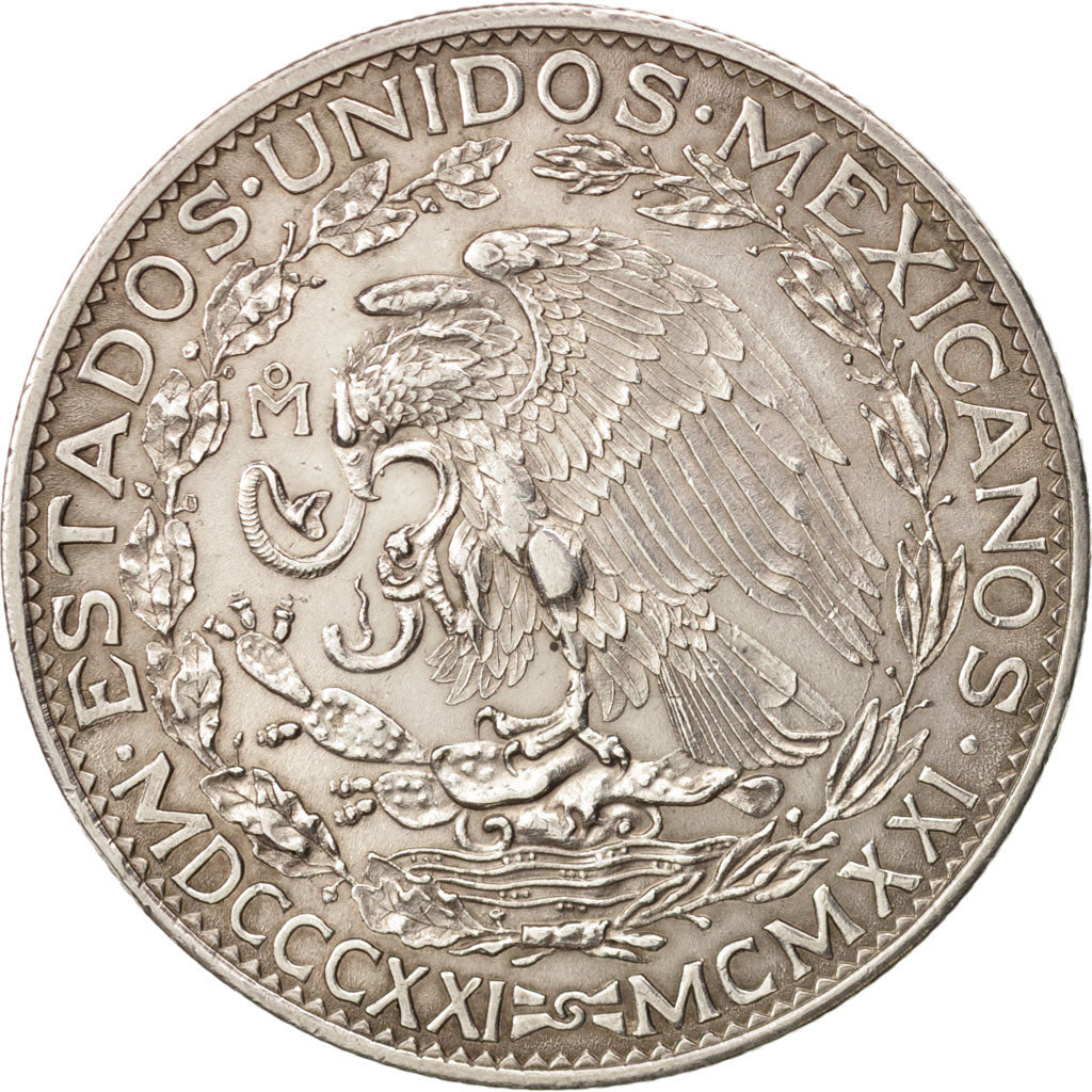 Mexico, 2 Pesos, 1921, Mexico City, AU(50-53), Silver, KM:462