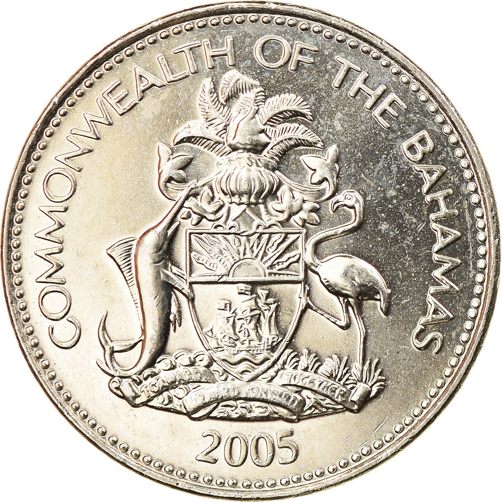 Coin, Bahamas, Elizabeth II, 5 Cents, 2005, Franklin Mint, MS(65-70)