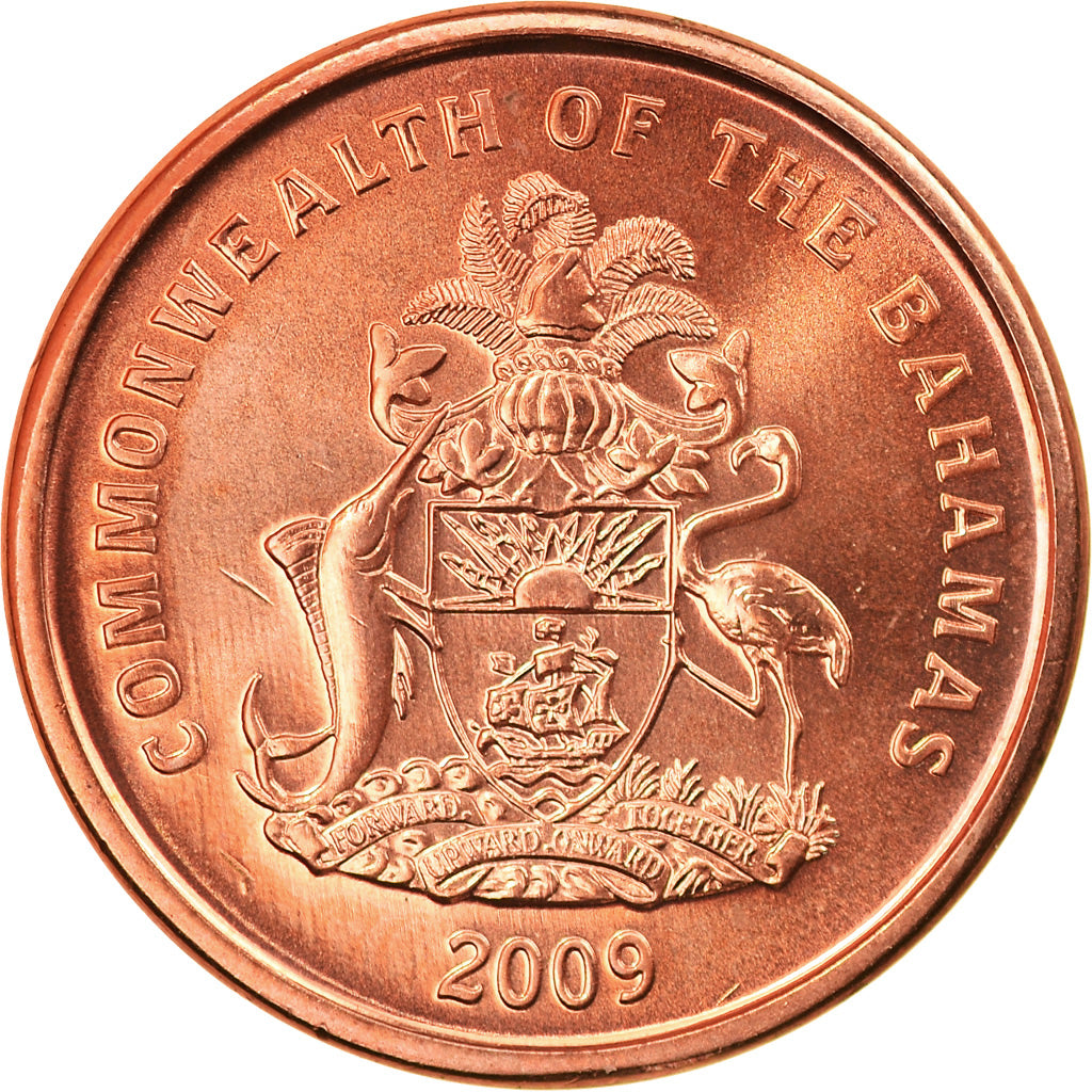 Moeda, Baamas, Elizabeth II, Cent, 2009, MS(65-70), Zinco Cobreado, KM:218.2