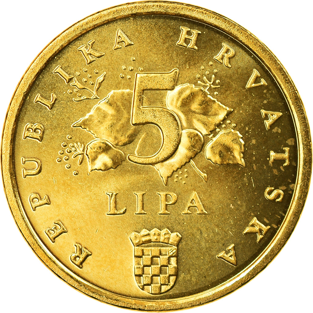 Moneda, Croacia, 5 Lipa, 2005, BE, SC, Latón chapado en acero, KM:5