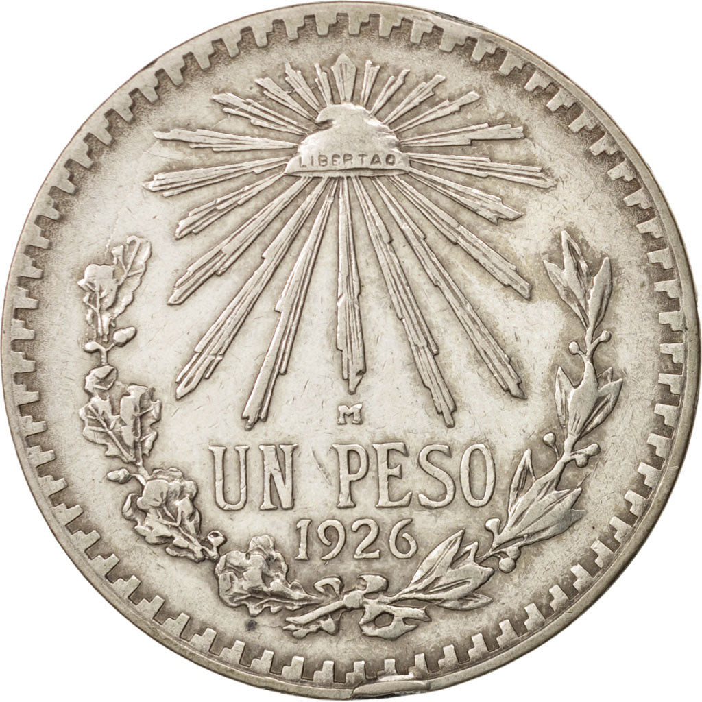 Mexico, Peso, 1926, Mexico City, AU(50-53), Silver, KM:455