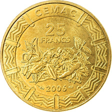 Coin, Central African States, 25 Francs, 2006, Paris, MS(63), Brass, KM:20