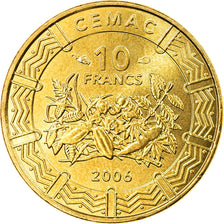 Coin, Central African States, 10 Francs, 2006, Paris, MS(63), Brass, KM:19
