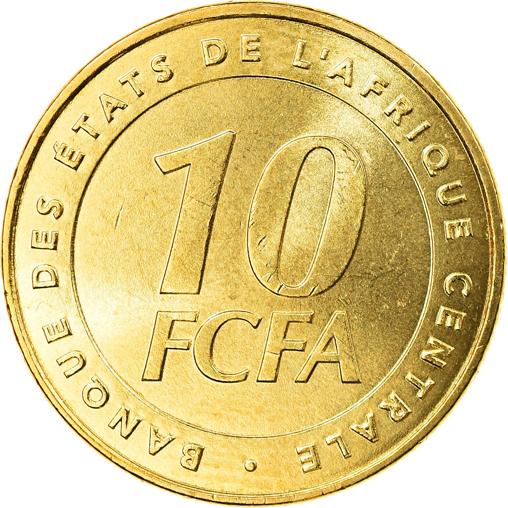 Coin, Central African States, 10 Francs, 2006, Paris, MS(63), Brass, KM:19