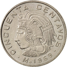 Mexico, 50 Centavos, 1969, Mexico City, AU(55-58), Copper-nickel, KM:451