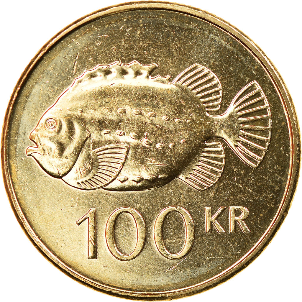 Coin, Iceland, 100 Kronur, 2004, MS(63), Nickel-brass, KM:35