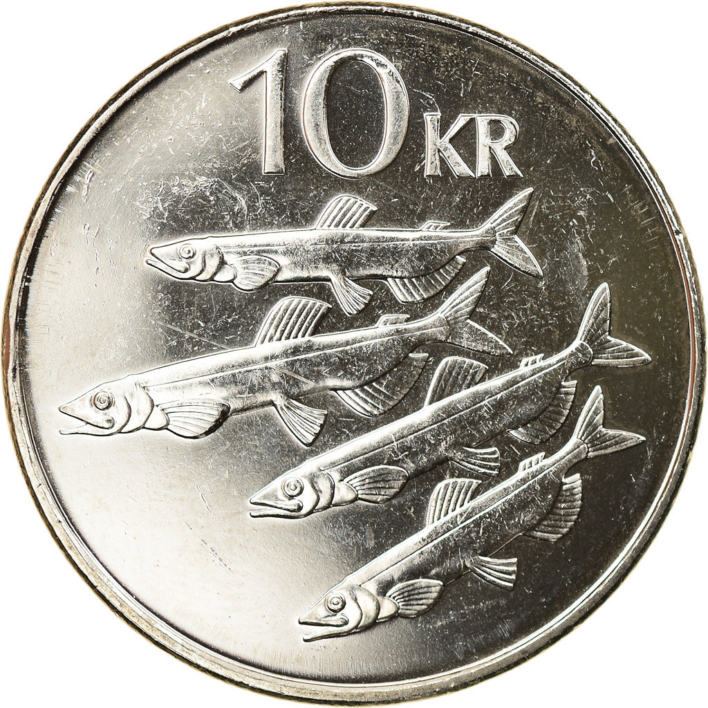 Coin, Iceland, 10 Kronur, 2004, MS(63), Nickel plated steel, KM:29.1a