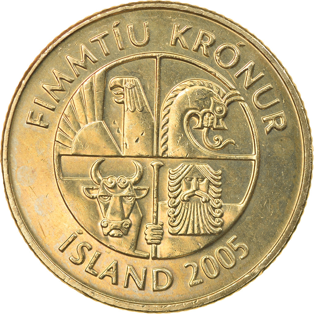 Coin, Iceland, 50 Kronur, 2005, MS(63), Nickel-brass, KM:31