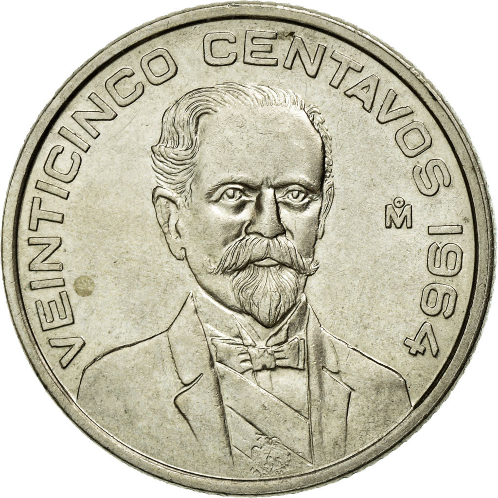 Moneda, México, 25 Centavos, 1964, Mexico City, EBC, Cobre - níquel, KM:444