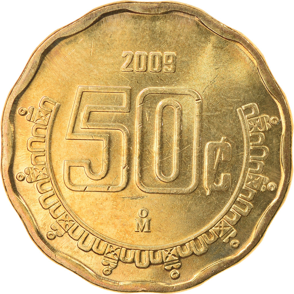 Moneda, México, 50 Centavos, 2009, Mexico City, SC, Aluminio - bronce, KM:549