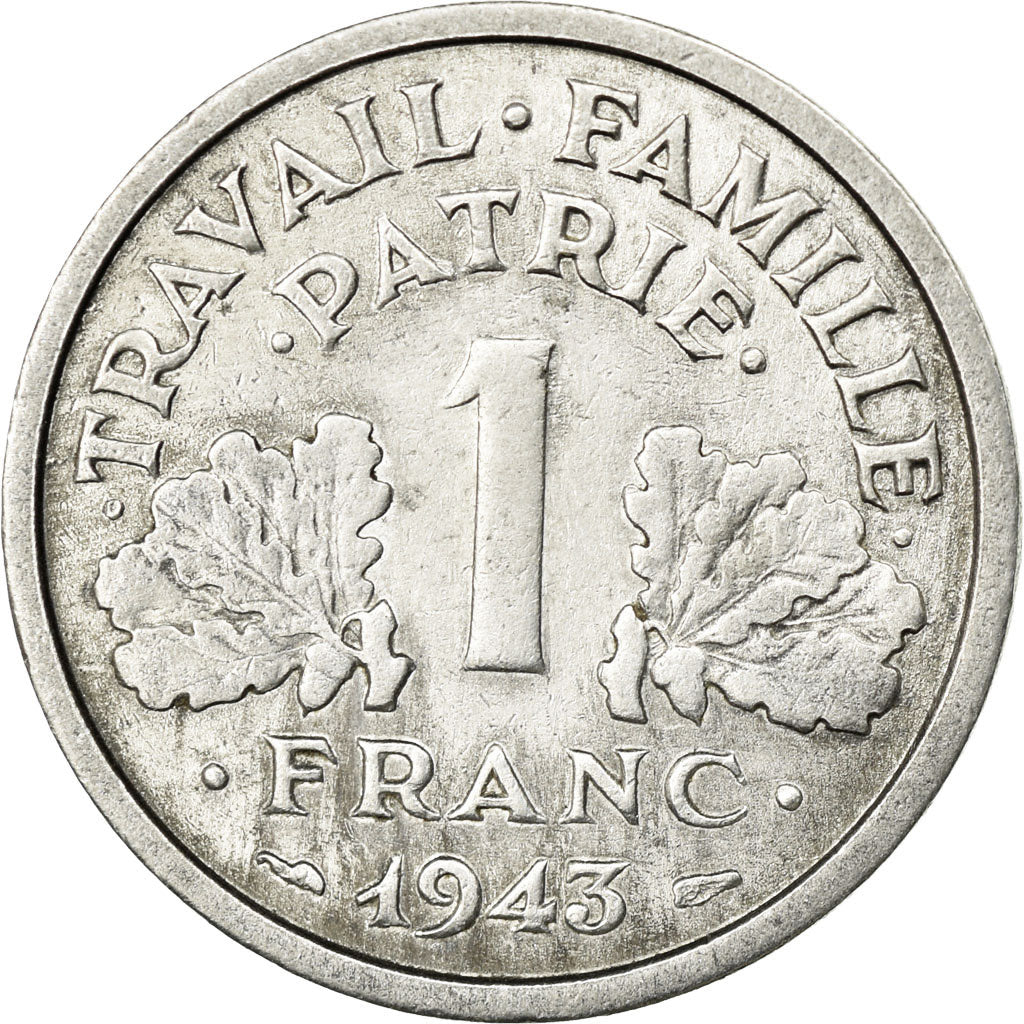 Coin, France, Bazor, Franc, 1943, Rouen, EF(40-45), Aluminum, KM:902.2