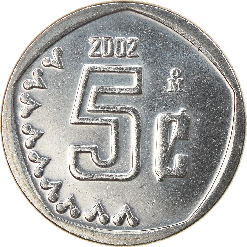 Coin, Mexico, 5 Centavos, 2002, Mexico City, MS(63), Stainless Steel, KM:546