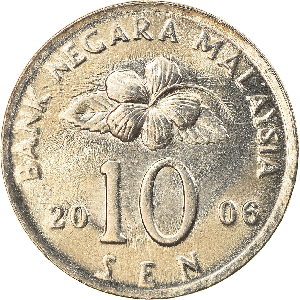 Moneta, Malezja, 10 Sen, 2006, MS(63), Miedź-Nikiel, KM:51
