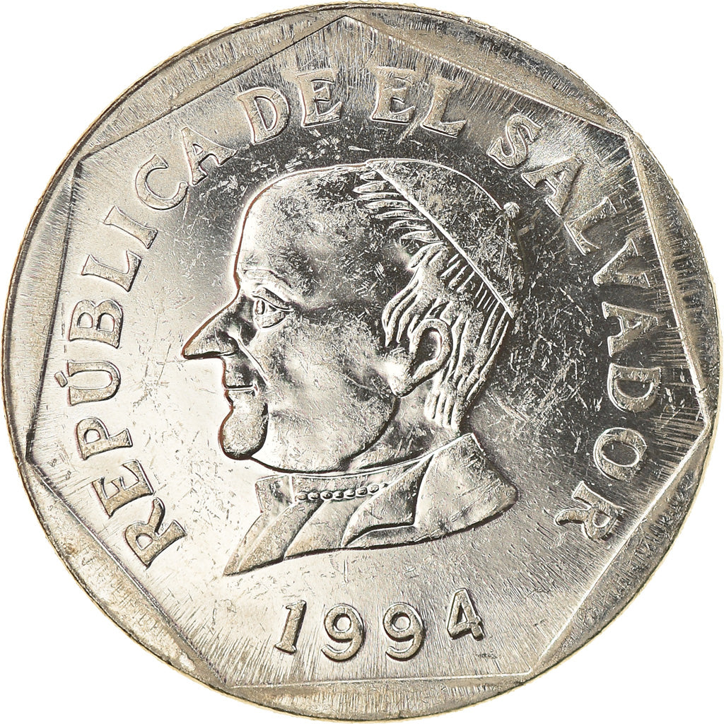 Coin, El Salvador, 25 Centavos, 1994, Medal alignment, AU(50-53), Nickel Clad