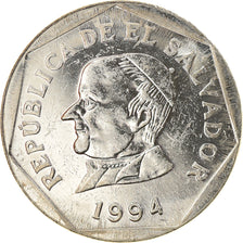 Coin, El Salvador, 25 Centavos, 1994, Medal alignment, AU(50-53), Nickel Clad