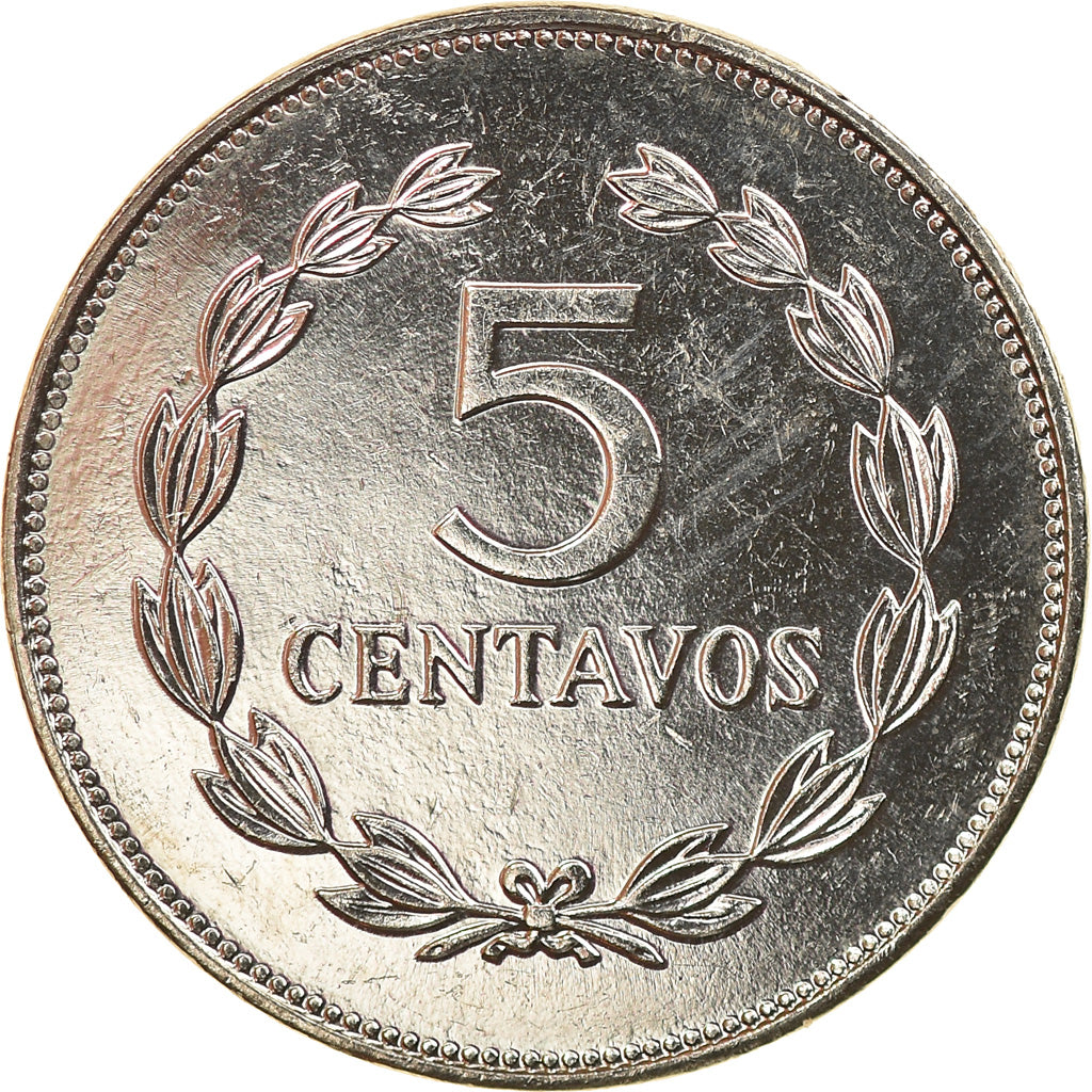 Coin, El Salvador, 5 Centavos, 1993, Medal alignment, MS(65-70), Nickel Clad
