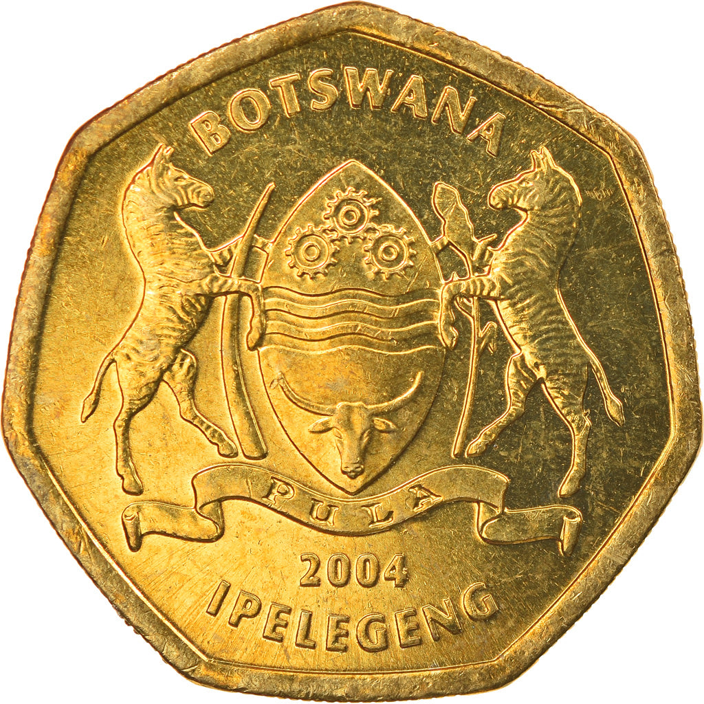 Munten, Botswana, 2 Pula, 2004, UNC-, Brass plated steel, KM:25a