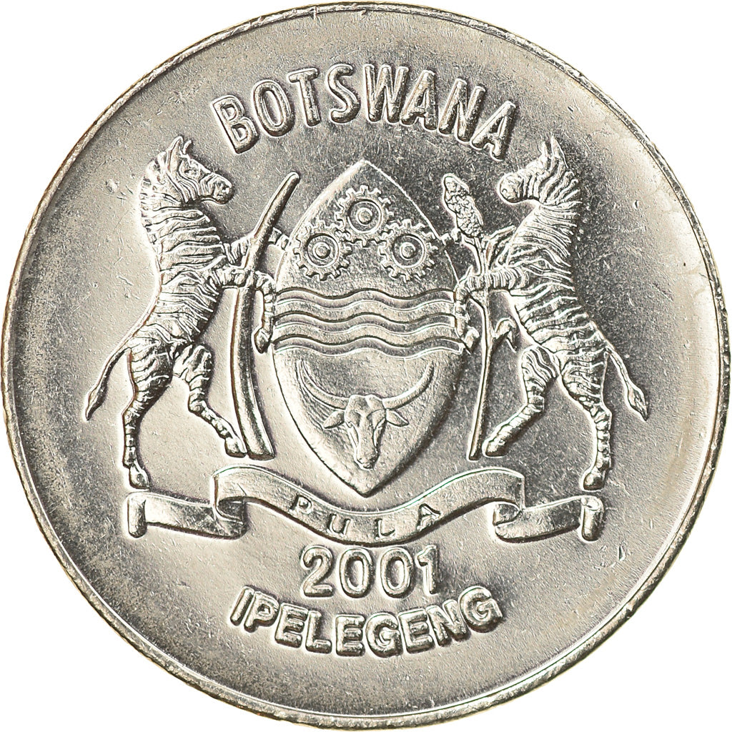 Moneta, Botswana, 50 Thebe, 2001, British Royal Mint, SPL, Acciaio placcato