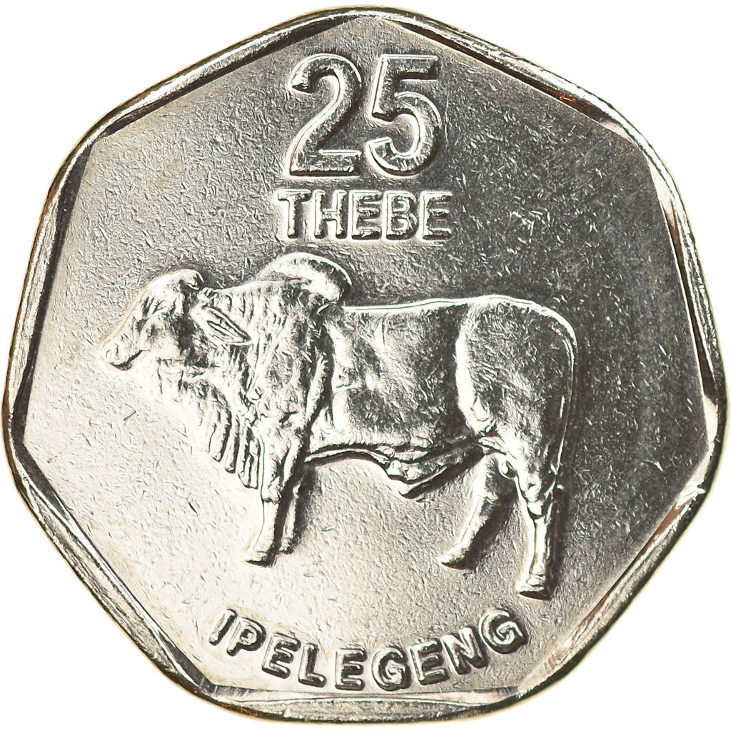 Coin, Botswana, 25 Thebe, 2007, British Royal Mint, MS(63), Nickel plated steel