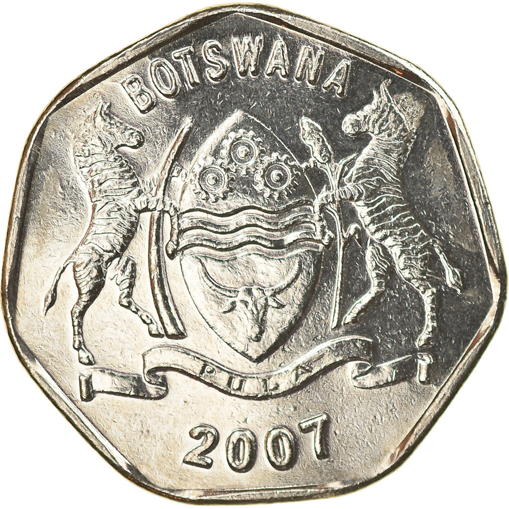 Coin, Botswana, 25 Thebe, 2007, British Royal Mint, MS(63), Nickel plated steel