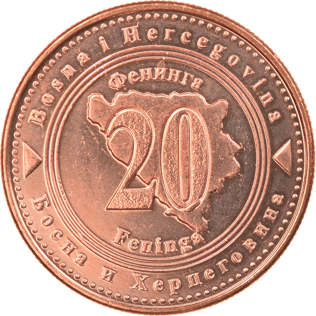 Munten, Bosnië - Herzegovina, 20 Feninga, 2007, UNC-, Copper Plated Steel