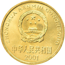 Coin, CHINA, PEOPLE'S REPUBLIC, 5 Jiao, 2001, MS(63), Brass, KM:336