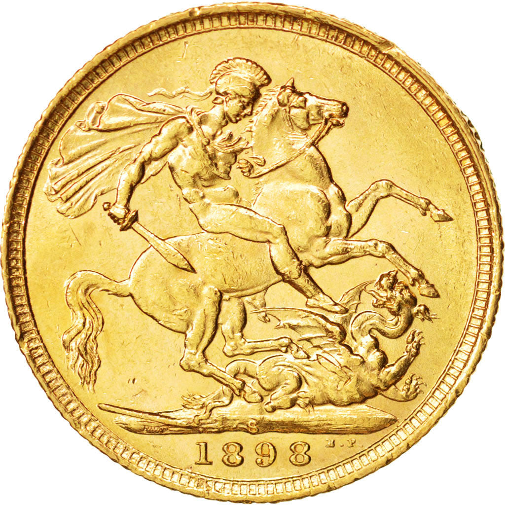 Great Britain, Victoria, Sovereign, 1898, AU(55-58), Gold, KM:785