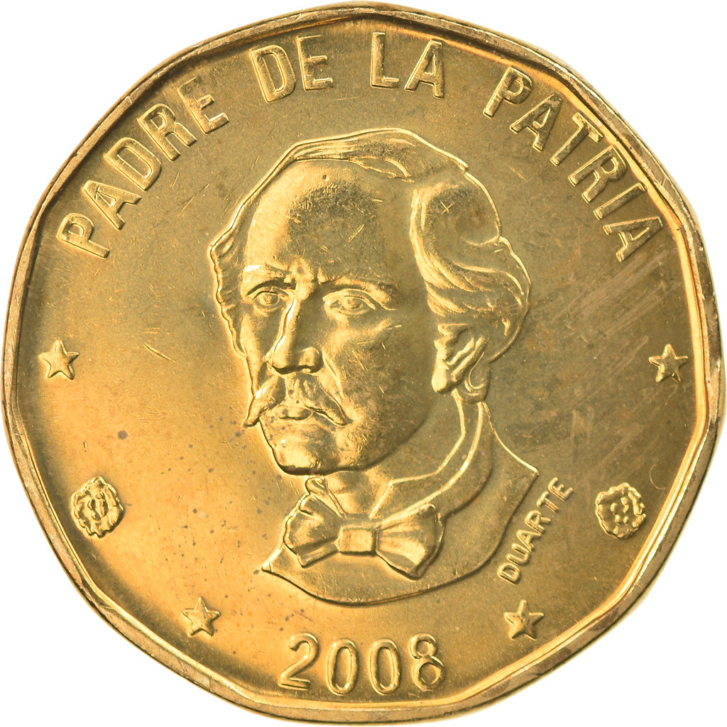 Coin, Dominican Republic, Peso, 2008, MS(63), Brass, KM:80.2