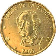 Coin, Dominican Republic, Peso, 2008, MS(63), Brass, KM:80.2