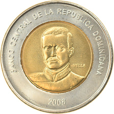 Moneta, Repubblica domenicana, 10 Pesos, 2008, SPL, Bi-metallico, KM:106
