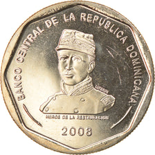 Coin, Dominican Republic, 25 Pesos, 2008, MS(65-70), Copper-nickel, KM:107