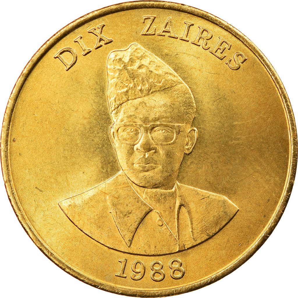 Coin, Zaire, 10 Zaïres, 1988, MS(63), Brass, KM:19
