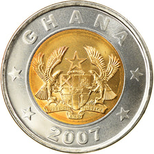 Coin, Ghana, Cedi, 2007, BU, MS(65-70), Bi-Metallic, KM:42