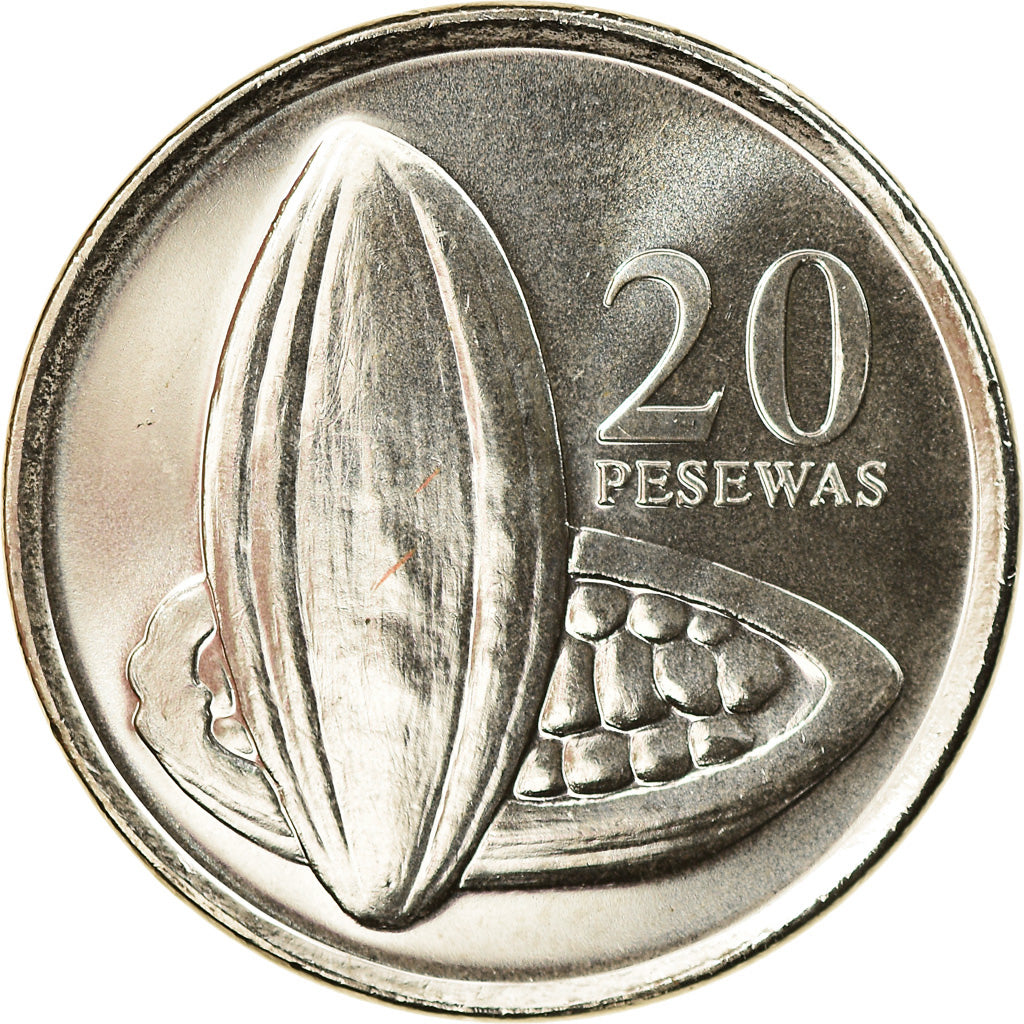Monnaie, Ghana, 20 Pesewas, 2007, BU, FDC, Nickel plated steel, KM:40