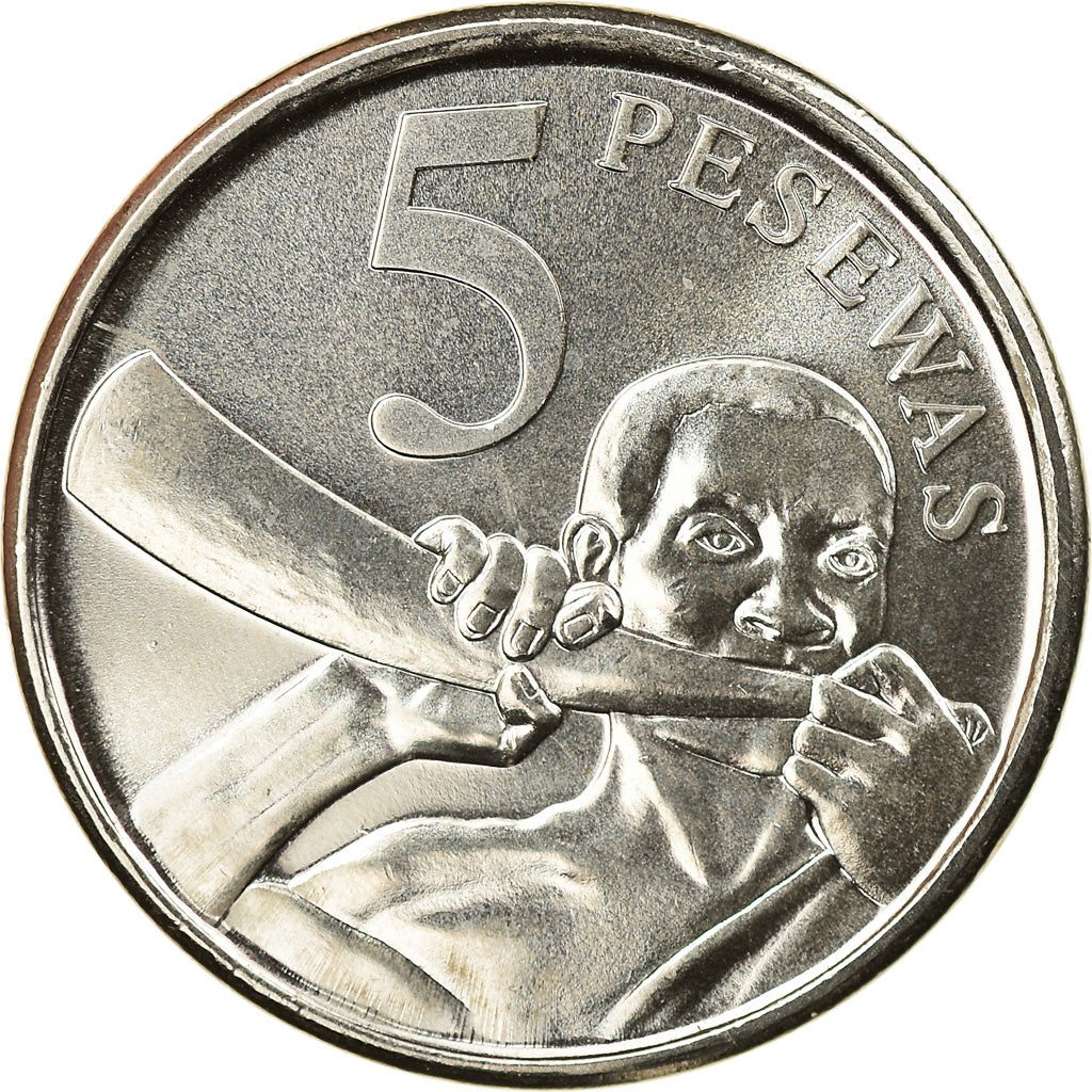 Coin, Ghana, 5 Pesewas, 2007, BU, MS(65-70), Nickel Clad Steel, KM:38