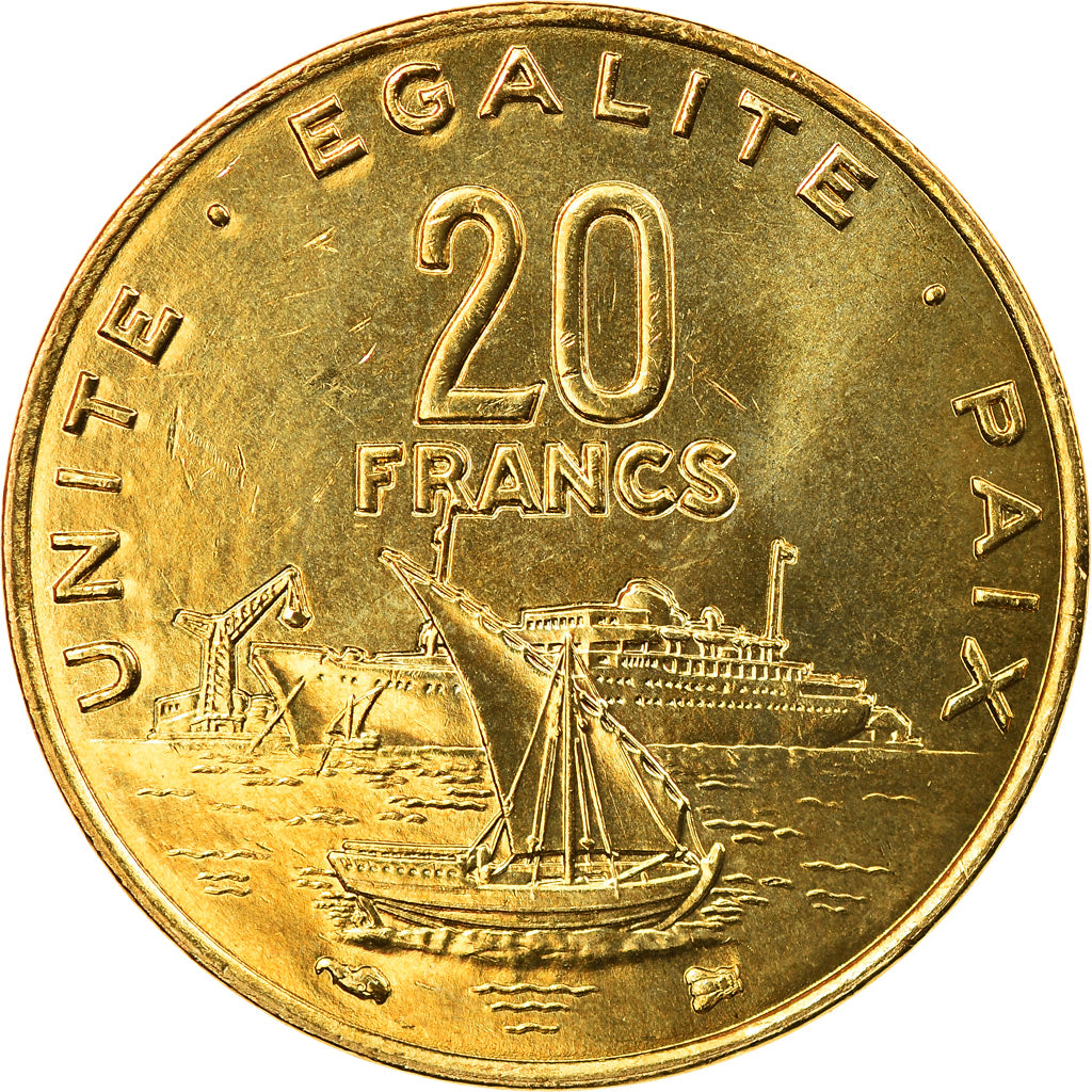 Coin, Djibouti, 20 Francs, 1999, Paris, MS(63), Aluminum-Bronze, KM:24