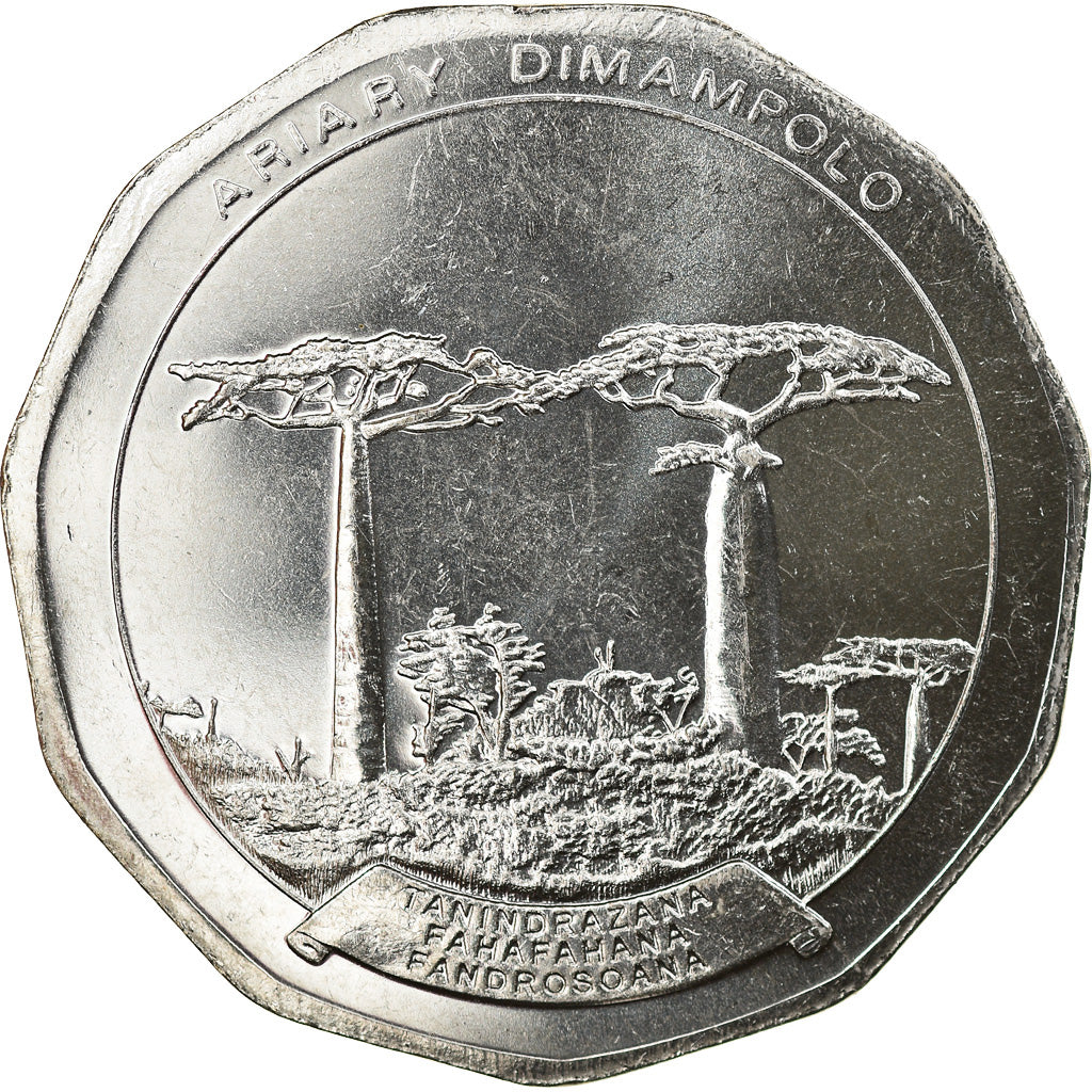 Coin, Madagascar, 50 Ariary, 2005, Royal Canadian Mint, MS(65-70), Stainless