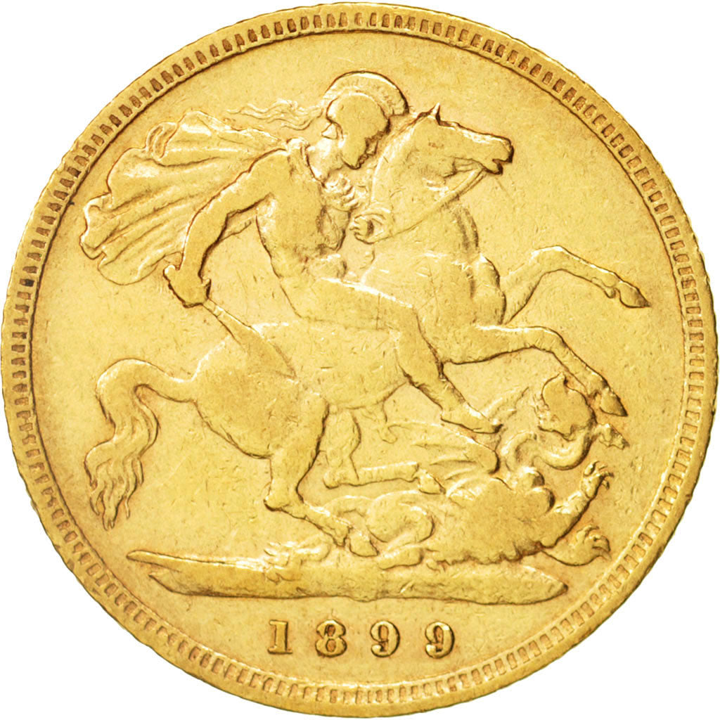 Great Britain, Victoria, 1/2 Sovereign, 1899, EF(40-45), Gold, KM:784